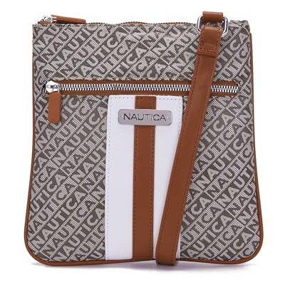 Nautica Lakeside signatur Jaquard North South Crossbody väska tvärs över kroppen, Khaki en storlek Nautica Lakeside signatur Jaquard North South Crossbody väska tvärs över kroppen, Khaki en storlek