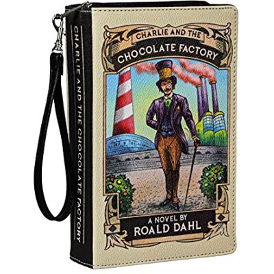 Things2Die4 Vinyl Charlie & The Chocolate Factory bok handväska nyhet kuvertväska crossbody väska 25 cm hög, Flerfärgade, 9.25 Inch Things2Die4 Vinyl Charlie & The Chocolate Factory bok handväska nyhet kuvertväska crossbody väska 25 cm hög, Flerfärgade, 9.25 Inch