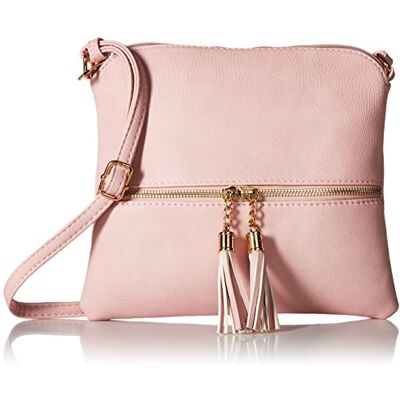 DELUXITY Lätt medium crossbody väska med tofs, Rouge, onesize DELUXITY Lätt medium crossbody väska med tofs, Rouge, onesize