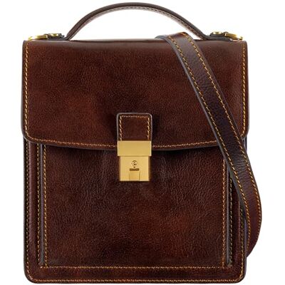Time Resistance Tidsmotstånd läder liten portfölj för män brun crossbody väska, Blå och silver tillbehör, Klassisk Time Resistance Tidsmotstånd läder liten portfölj för män brun crossbody väska, Blå och silver tillbehör, Klassisk