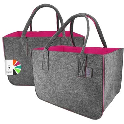 IDEA HOME Filtväska, Valencia, shopper, 2 stycken, stor, 30 liter, shoppingväska, XXL, vikbar shoppingkorg, vedväska, klädkorg, leksaksväska, mörkgrå/hallonfärg, XL IDEA HOME Filtväska, Valencia, shopper, 2 stycken, stor, 30 liter, shoppingväska, XXL, vikbar shoppingkorg, vedväska, klädkorg, leksaksväska, mörkgrå/hallonfärg, XL