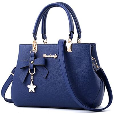 Dreubea damhandväska tygväska axelväska läder crossbody väska, marinblå Large Dreubea damhandväska tygväska axelväska läder crossbody väska, marinblå Large