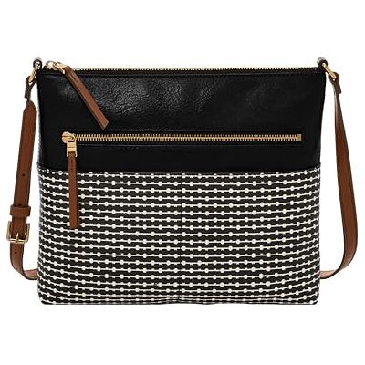 Fossil Fiona stor crossbody handväska dam, medium, Svartrandig, Fossil Fiona stor crossbody handväska dam, medium, Svartrandig,