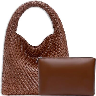 JINMANXUE Kvinnor veganskt läder handvävd bära handväska mode axel topphandtag väska all-matchande underarm väska med plånbok, Beige 16913, Beige16913 JINMANXUE Kvinnor veganskt läder handvävd bära handväska mode axel topphandtag väska all-matchande underarm väska med plånbok, Beige 16913, Beige16913