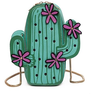 MILATA Dam kaktusform PU-läder mini crossbody väska söta plånböcker axelväska kedja väska, Röd, M MILATA Dam kaktusform PU-läder mini crossbody väska söta plånböcker axelväska kedja väska, Röd, M