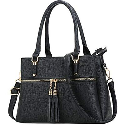 KKXIU Axelväskor för kvinnor handtag axelväskor och handväskor fickor dragkedja läder crossbody-väskor., D-svart KKXIU Axelväskor för kvinnor handtag axelväskor och handväskor fickor dragkedja läder crossbody-väskor., D-svart