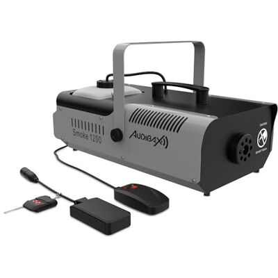 Audibax Smoke 1200 – rökmaskin för fest, dimmaskin med fjärrkontroll, 1 200 W effekt, 2,3 l kapacitet, 295 m3 rök per minut, uppvärmning på 8 minuter Audibax Smoke 1200 – rökmaskin för fest, dimmaskin med fjärrkontroll, 1 200 W effekt, 2,3 l kapacitet, 295 m3 rök per minut, uppvärmning på 8 minuter