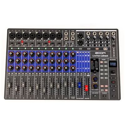 Zoom LiveTrak L-12next Digital mixerbord inspelare med 12 kanaler, ljudgränssnitt, 14-spårsinspelning 24/96, master-spår 32-bitars float, live och studio, OLED-display, effekter, filter (EU-version) Zoom LiveTrak L-12next Digital mixerbord inspelare med 12 kanaler, ljudgränssnitt, 14-spårsinspelning 24/96, master-spår 32-bitars float, live och studio, OLED-display, effekter, filter (EU-version)
