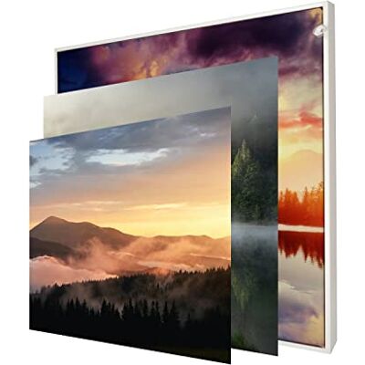INFORMA LED-bildram i vit matt, 3 byter bildramskydd tema dimma, ramlös, 50 x 50 cm, 27 lysdioder, utbytbara motiv med UV direkttryck INFORMA LED-bildram i vit matt, 3 byter bildramskydd tema dimma, ramlös, 50 x 50 cm, 27 lysdioder, utbytbara motiv med UV direkttryck