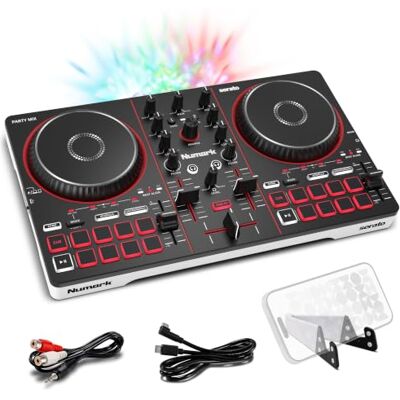 Numark Party Mix III Bluetooth DJ-kontroller med inbyggda ljus Numark Party Mix III Bluetooth DJ-kontroller med inbyggda ljus
