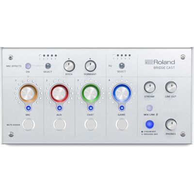 Roland BRIDGE CAST gaming-mixer med dubbla bussar Professionellt ljudströmningsgränssnitt och mixer för onlinespelare 32-bitars hårdvaru-DSP USB-C-anslutning för Windows och Mac Ice White Roland BRIDGE CAST gaming-mixer med dubbla bussar Professionellt ljudströmningsgränssnitt och mixer för onlinespelare 32-bitars hårdvaru-DSP USB-C-anslutning för Windows och Mac Ice White