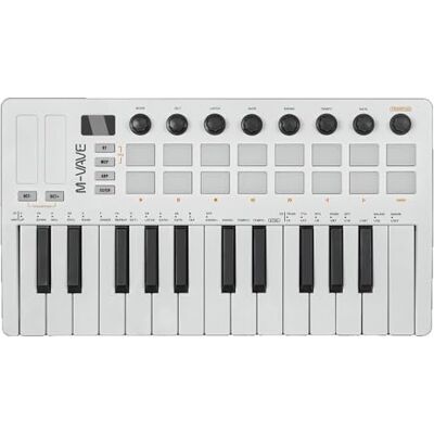 M-VAVE SMK 25 MKII – trådlös BT Midi-tangentbordskontroll med 16 upplysta trumkuddar, 8 knappar, Arpeggio, USB, vit M-VAVE SMK 25 MKII – trådlös BT Midi-tangentbordskontroll med 16 upplysta trumkuddar, 8 knappar, Arpeggio, USB, vit