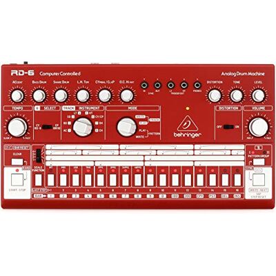 Behringer RHYTHM DESIGNER RD-6-RD analog trummaskin med 8 trumljud, 64 stegsekvenserare och distorsionseffekter, kompatibel med PC och Mac Behringer RHYTHM DESIGNER RD-6-RD analog trummaskin med 8 trumljud, 64 stegsekvenserare och distorsionseffekter, kompatibel med PC och Mac