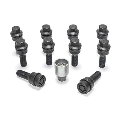 H&R B1454507ASET bultsats runt huvud med rörlig kon R14 M14 x 1,50 längd 45 mm – svart-10 st. (t.ex. Kompatibel med Audi Q3, Q5) – inkl. Hjullås H&R B1454507ASET bultsats runt huvud med rörlig kon R14 M14 x 1,50 längd 45 mm – svart-10 st. (t.ex. Kompatibel med Audi Q3, Q5) – inkl. Hjullås
