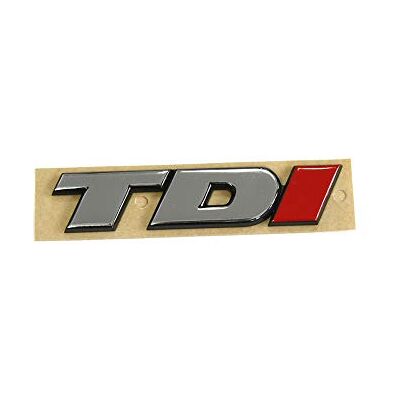 Volkswagen 7D0853675CEQW text TDI baklucka emblem logotyp, krom/röd Volkswagen 7D0853675CEQW text TDI baklucka emblem logotyp, krom/röd