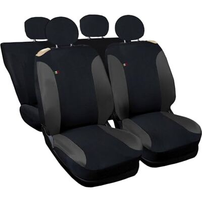 Lupex Shop – Bilstolsöverdrag Fiat 500 - Universell, Svart/Grå Lupex Shop – Bilstolsöverdrag Fiat 500 - Universell, Svart/Grå