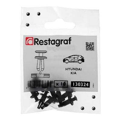 Restagraf Multianvändning plastnit Kompatibel med Hyundai, Kia (vissa fordon) Ref. 130324 påse med 10 st Restagraf Multianvändning plastnit Kompatibel med Hyundai, Kia (vissa fordon) Ref. 130324 påse med 10 st