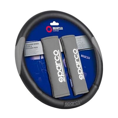 Sparco SPC1116GR Rattöverdrag och bälteskudde Sparco SPC1116GR Rattöverdrag och bälteskudde