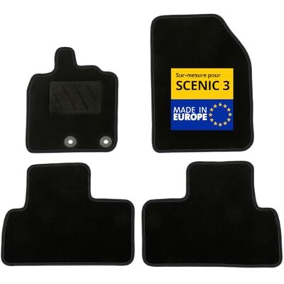 DBS Bilmattor specialtillverkade för Scenic 3 (2009–2016) med fästklämmor halkfria bilgolvmattor 4 stycken, svarta DBS Bilmattor specialtillverkade för Scenic 3 (2009–2016) med fästklämmor halkfria bilgolvmattor 4 stycken, svarta