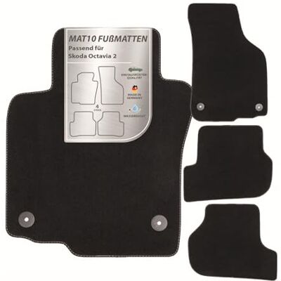 MAT10 – silverlinje: Skoda Octavia II Limousine och kombi årsmodell 2007–03 – 2013–06 bilmattor bilmattor velours premiumkvalitet 4-delad svart garanterad passform MAT10 – silverlinje: Skoda Octavia II Limousine och kombi årsmodell 2007–03 – 2013–06 bilmattor bilmattor velours premiumkvalitet 4-delad svart garanterad passform