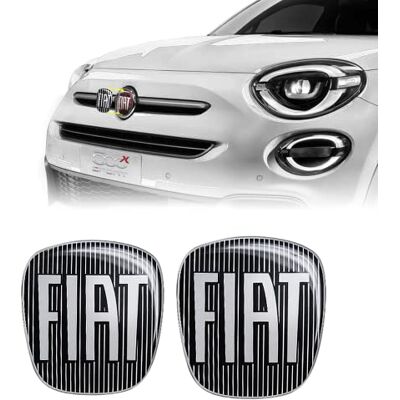 Fiat 14186C-14187A 3D-klistermärken logotyp 500X, svart, 2 stycken, fram och bak Fiat 14186C-14187A 3D-klistermärken logotyp 500X, svart, 2 stycken, fram och bak