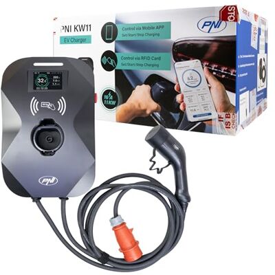 PNI KW11 16A, 11KW laddstation, för elbilar, 85V 415V, trefas, 7-polig Typ2-kabel, 3,5 tums skärm, med Bluetooth, appstyrning, laddningsaktivering via app och RFID-kort, IP55 PNI KW11 16A, 11KW laddstation, för elbilar, 85V 415V, trefas, 7-polig Typ2-kabel, 3,5 tums skärm, med Bluetooth, appstyrning, laddningsaktivering via app och RFID-kort, IP55