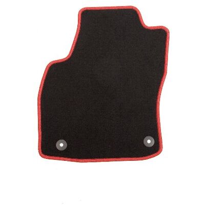 CarFashion Racer passform bil dörrmatta av velour med röd högglanspolerad och matthållare för Grand C-Max (7-sits) trend och Ghia, årsmodell 11/2010–05/2015 CarFashion Racer passform bil dörrmatta av velour med röd högglanspolerad och matthållare för Grand C-Max (7-sits) trend och Ghia, årsmodell 11/2010–05/2015