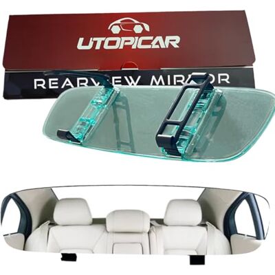 UTOPICAR Universal Car Rear View Mirror Clip on Wide Angle & Panoramic Easy Mount Curved Blind Spot Mirror Extended RearView for Car, Truck & Jeep UTOPICAR Universal Car Rear View Mirror Clip on Wide Angle & Panoramic Easy Mount Curved Blind Spot Mirror Extended RearView for Car, Truck & Jeep