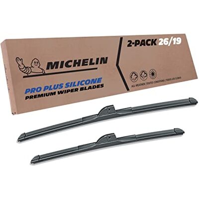 Michelin 40-2619SPBA Pro Plus silikon tvåpack 66 och 48 cm torkarblad passar Select Honda, Toyota, Subaru, Acura, BMW, Chrysler, Nissan, Audi, Jaguar, Mitsubishi, modellår (2-pack) Michelin 40-2619SPBA Pro Plus silikon tvåpack 66 och 48 cm torkarblad passar Select Honda, Toyota, Subaru, Acura, BMW, Chrysler, Nissan, Audi, Jaguar, Mitsubishi, modellår (2-pack)