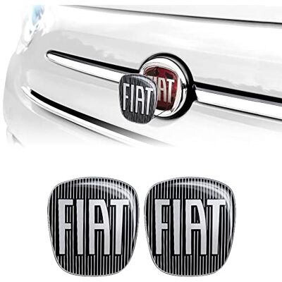 Fiat 14186A 3D-klistermärke, svart logotypersättning för 500, 2 stycken, fram och bak Fiat 14186A 3D-klistermärke, svart logotypersättning för 500, 2 stycken, fram och bak