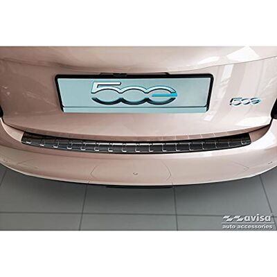Avisa svart rostfritt stål bakre stötfångare kompatibel med Fiat 500e Berlina, 3+1 & Cabrio 3-dörrar 2020- 'Ribs' Avisa svart rostfritt stål bakre stötfångare kompatibel med Fiat 500e Berlina, 3+1 & Cabrio 3-dörrar 2020- 'Ribs'