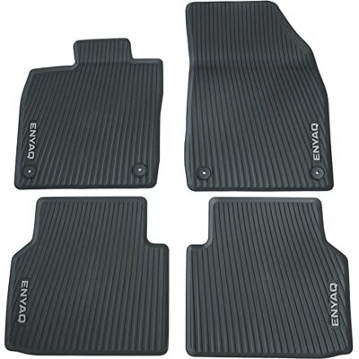 Skoda 5LA061500 allvädersgolvmattor 4 x gummimattor gummi golvmattor med Enyaq-tryck, svart/grå Skoda 5LA061500 allvädersgolvmattor 4 x gummimattor gummi golvmattor med Enyaq-tryck, svart/grå