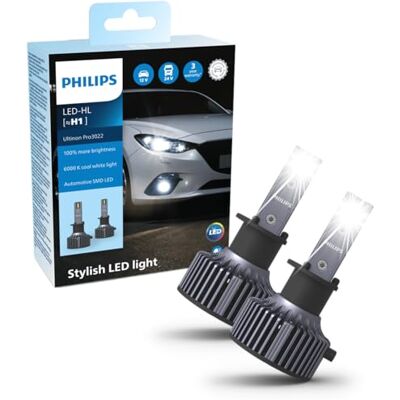 Philips Ultinon Pro3022 LED strålkastarlampa (H1), +100%, kallt vitt ljus till 6 000 K, 2 st Philips Ultinon Pro3022 LED strålkastarlampa (H1), +100%, kallt vitt ljus till 6 000 K, 2 st