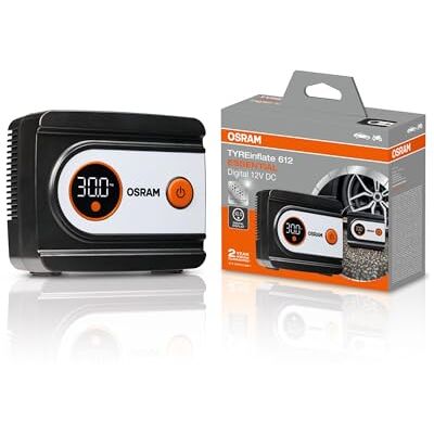 OSRAM TYREinflate 612 ESSENTIAL, digital däckpump, pumpas upp på 4,5 minuter, 60 cm slang, adapter ingår OSRAM TYREinflate 612 ESSENTIAL, digital däckpump, pumpas upp på 4,5 minuter, 60 cm slang, adapter ingår