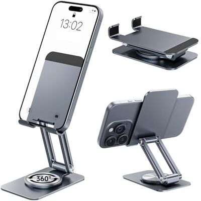 NEUTYPECHIC 360° justerbart mobiltelefonstativ, bord, aluminiumlegering mobiltelefonstativ, vikbart för grå, justerbar mobiltelefonhållare med halkfri silikonmatta för mobiltelefoner och surfplattor NEUTYPECHIC 360° justerbart mobiltelefonstativ, bord, aluminiumlegering mobiltelefonstativ, vikbart för grå, justerbar mobiltelefonhållare med halkfri silikonmatta för mobiltelefoner och surfplattor