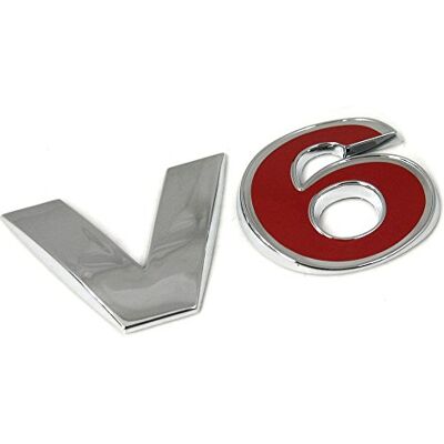 Volkswagen 1J0853675AAGQF text V6 bakre emblem baklucka logotyp krom röd Volkswagen 1J0853675AAGQF text V6 bakre emblem baklucka logotyp krom röd