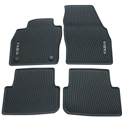 Skoda 6VB061500 gummigolvmattor 4 x gummimattor alla vädermattor, med Fabia-tryck, svart Skoda 6VB061500 gummigolvmattor 4 x gummimattor alla vädermattor, med Fabia-tryck, svart