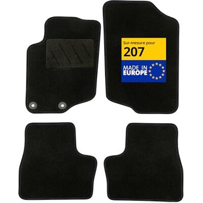 DBS Anpassade bilmattor för 207/207SW (2006–2014) med fästklämmor – halkfria bilgolvmattor – 4 stycken DBS Anpassade bilmattor för 207/207SW (2006–2014) med fästklämmor – halkfria bilgolvmattor – 4 stycken