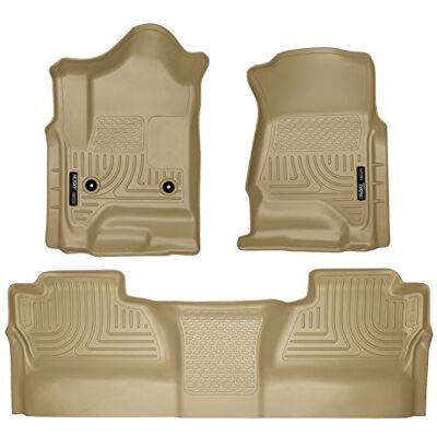 Husky Liners Weatherbeater Floor Mats Fits 2014-2018 Chevrolet Silverado 1500 & GMC Sierra 1500; 15-19 Silverado/Sierra 2500HD/3500HD Crew CAB(Footwell Cvg) Front & 2nd Row, 3-pc Tan 98233 Husky Liners Weatherbeater Floor Mats Fits 2014-2018 Chevrolet Silverado 1500 & GMC Sierra 1500; 15-19 Silverado/Sierra 2500HD/3500HD Crew CAB(Footwell Cvg) Front & 2nd Row, 3-pc Tan 98233