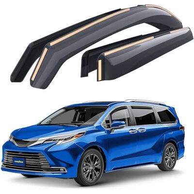 Goodyear Shatterproof in-Channel Window Deflectors for Toyota Sienna 2021-2025, Rain Guards, Window Visors for Cars, Vent Deflector, Car Accessories, 4 pcs GY007837 Goodyear Shatterproof in-Channel Window Deflectors for Toyota Sienna 2021-2025, Rain Guards, Window Visors for Cars, Vent Deflector, Car Accessories, 4 pcs GY007837