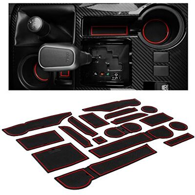 CupHolderHero för Toyota 4Runner-tillbehör 2010–2022 premium interiör halkfri anti-damm kopphållarinsatser, mittkonsolfodermattor, dörrfickfoder 27-delars set (2 rader med säten) (röd trim) CupHolderHero för Toyota 4Runner-tillbehör 2010–2022 premium interiör halkfri anti-damm kopphållarinsatser, mittkonsolfodermattor, dörrfickfoder 27-delars set (2 rader med säten) (röd trim)
