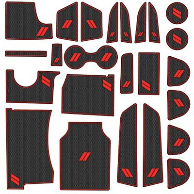 REMOCH Fits Dodge Charger Accessories 2015-2023, Cup Holder Insert Center Console Shifter Liner Trim Interior Door Pocket Mats Pad (26pcs Set, Red Trim) REMOCH Fits Dodge Charger Accessories 2015-2023, Cup Holder Insert Center Console Shifter Liner Trim Interior Door Pocket Mats Pad (26pcs Set, Red Trim)