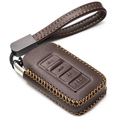 Vitodeco Genuine Leather Smart Key Fob Case Cover Protector Compatible for Lexus UX, NX, RX, GX, LX, is, ES, GS, LS (2014-2021) 4-Button, Brown Vitodeco Genuine Leather Smart Key Fob Case Cover Protector Compatible for Lexus UX, NX, RX, GX, LX, is, ES, GS, LS (2014-2021) 4-Button, Brown