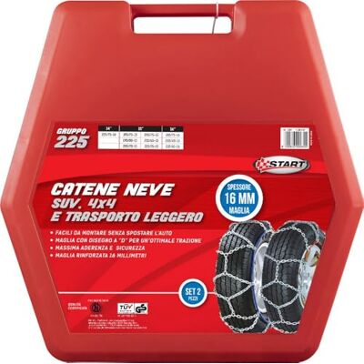 START 16MM grupp 225 tvådelad snökedjesats för 4x4 SUV och lätt transport START 16MM grupp 225 tvådelad snökedjesats för 4x4 SUV och lätt transport