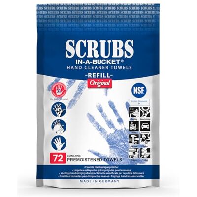 Scrubs Refill Påfyllningspaket med 72 våtservetter för -in-a-bucket NFS-certifierade rengöringsdukar Scrubs Refill Påfyllningspaket med 72 våtservetter för -in-a-bucket NFS-certifierade rengöringsdukar