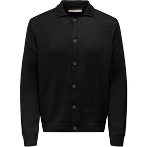 Only & Sons Onsjacob Reg Ls kofta stickad, svart, L Only & Sons Onsjacob Reg Ls kofta stickad, svart, L