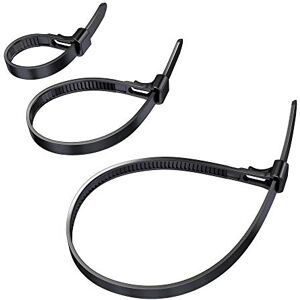 KABELDIREKT Återanvändbara Kabelbindare - Flexibelt Nylon - 3 Storlekar - 120 st KABELDIREKT Återanvändbara Kabelbindare - Flexibelt Nylon - 3 Storlekar - 120 st