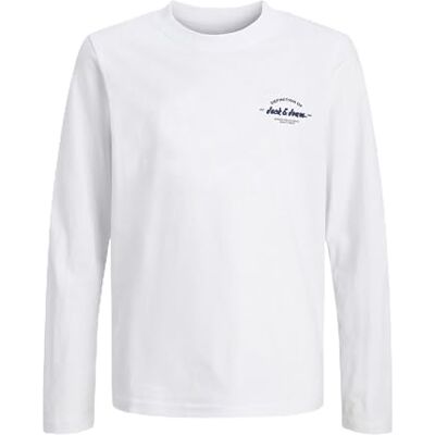 JACK & JONES Jjbrandon Tee Ls Crew Neck Jnr, Ljus vit, 152 JACK & JONES Jjbrandon Tee Ls Crew Neck Jnr, Ljus vit, 152