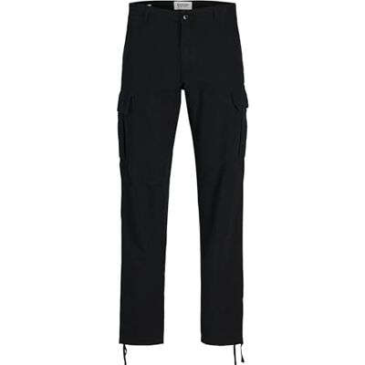 JACK & JONES Cargobyxor för män, avslappnad passform, cargobyxor, svart, 29W / 34L JACK & JONES Cargobyxor för män, avslappnad passform, cargobyxor, svart, 29W / 34L