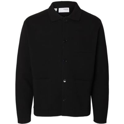 SELECTED HOMME SELECTED FEMME Slhmike Light Ls Knit Relaxed Polo Cardi, svart, L SELECTED HOMME SELECTED FEMME Slhmike Light Ls Knit Relaxed Polo Cardi, svart, L